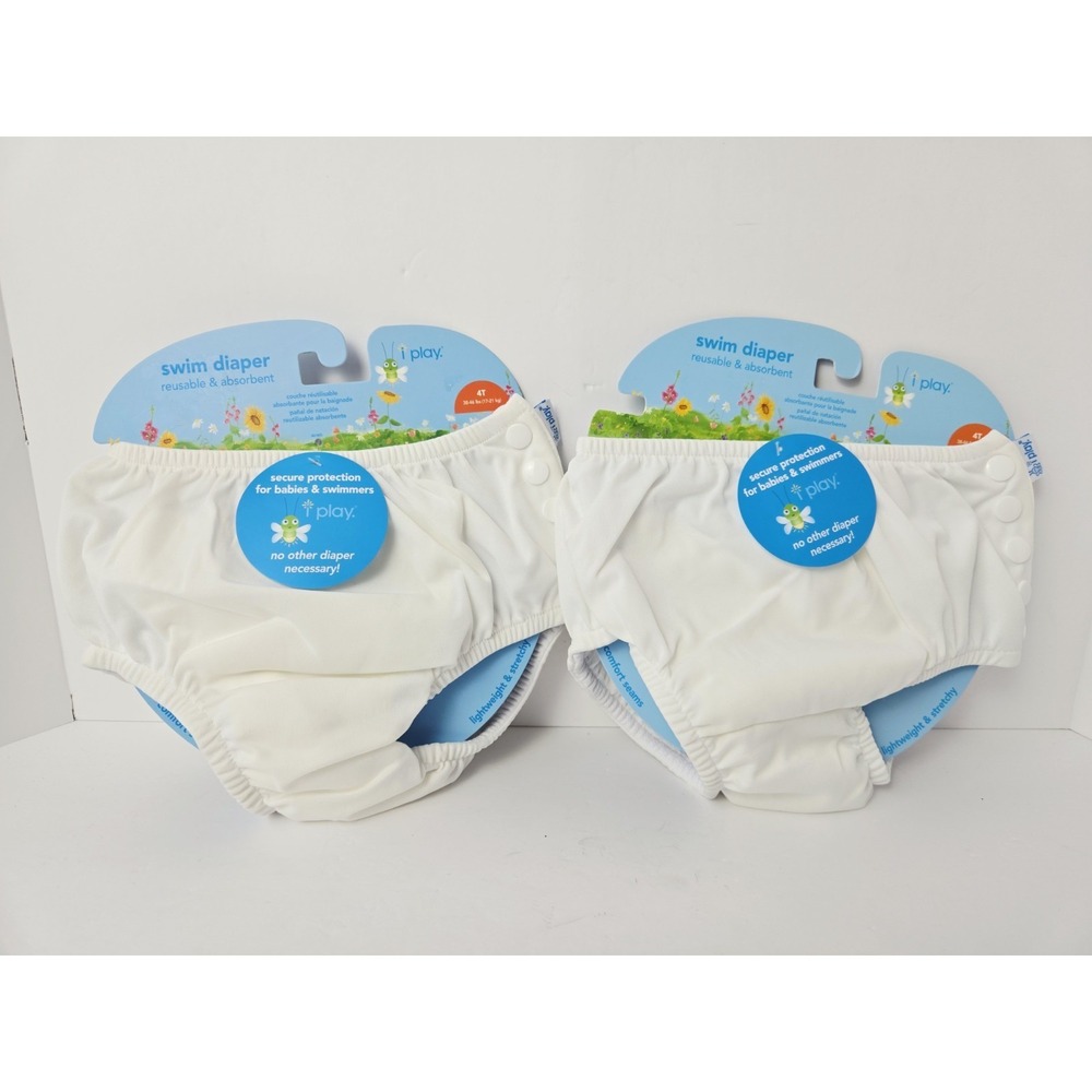 I PLAY Reusable Swim Diaper Pull Up Absorbent Sustainable size 4T NEW x2 iplay